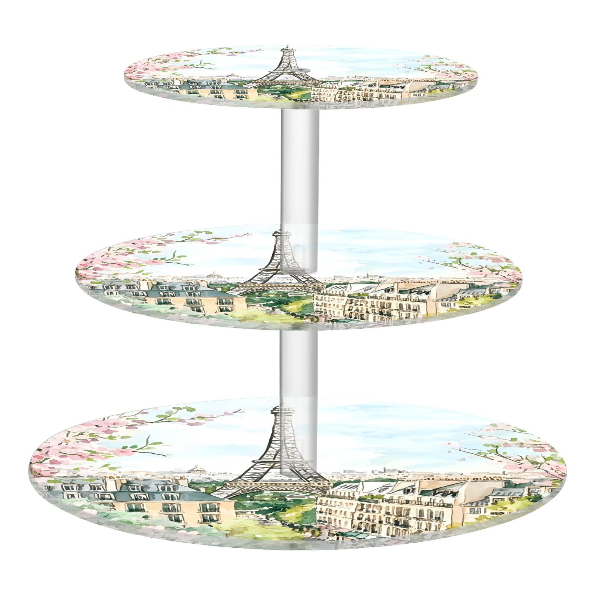 PYBUG The Paris Tower 3 Tier Acrylic Cupcake Stands Tower,Dessert Table Display Set for Tea Party,Wedding,Birthday, Baby Shower