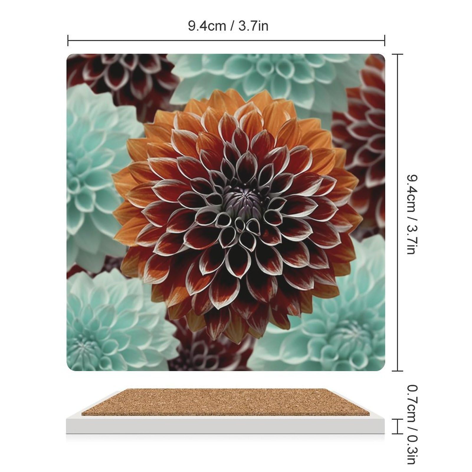 Posavasos para decoración de mesa, juego de 6 posavasos para mesa de café, reutilizables, con estampado de flores de dalia, para mesa de comedor y sala de estar