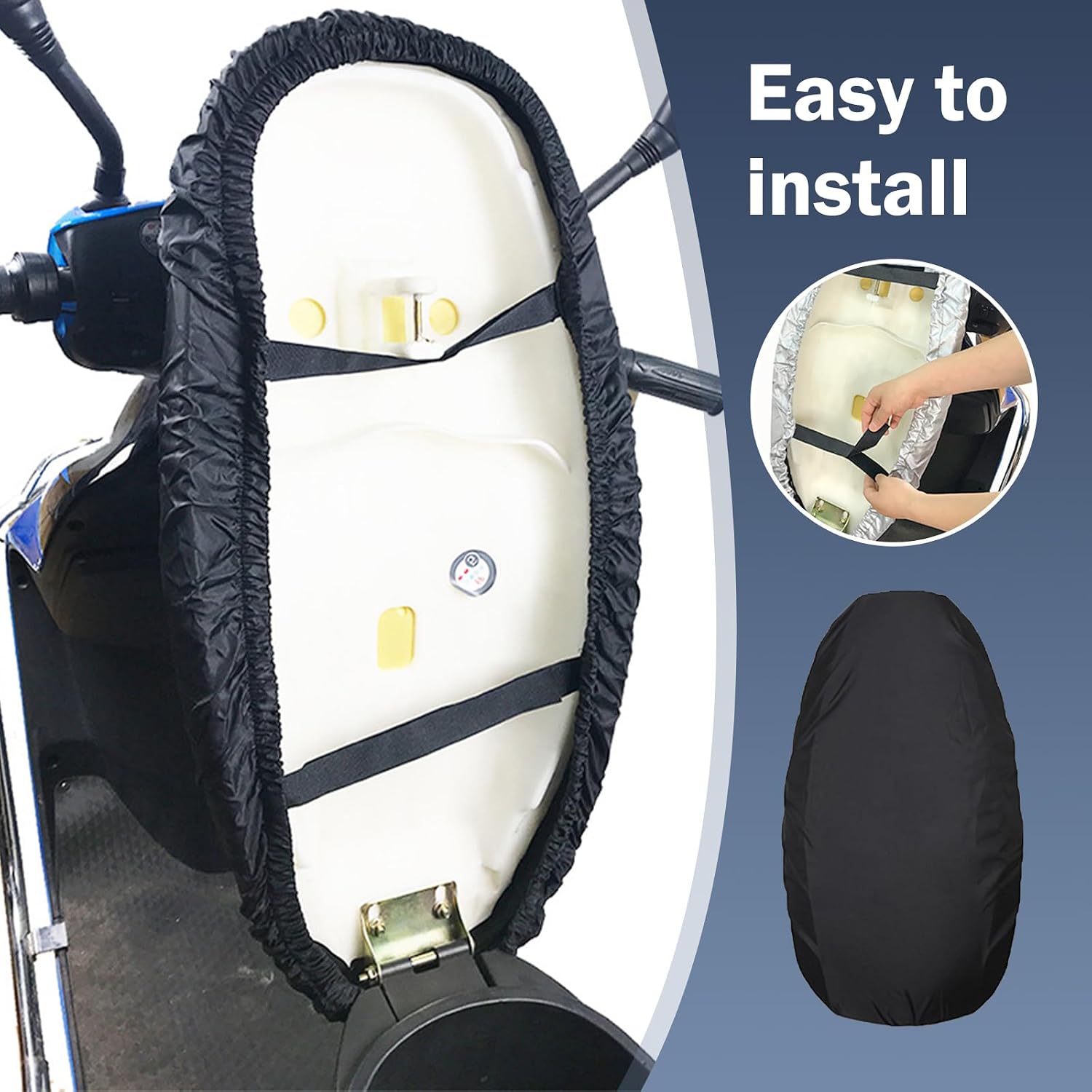1 PC Motorcycle Seat Cover, 27.55" x 45.27" Rainproof Seat Protector Cover, Breathable Heat Insulation Oxford Cloth Accessories, Universal for Motorcycles (Black #XXL)
