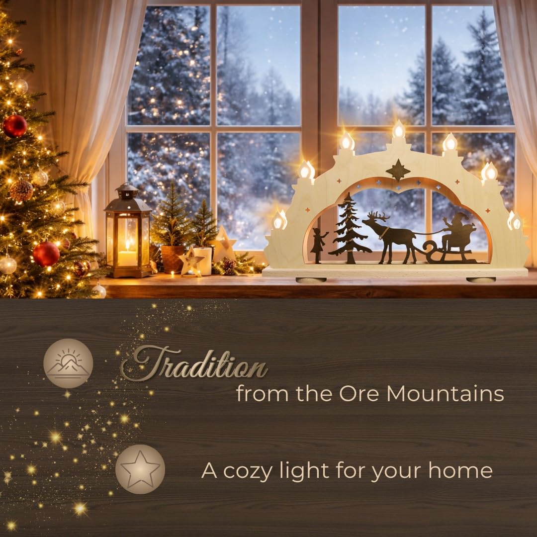 weigla - Arco de luz (7 Luces), diseño de Papá Noel sobre Trineo