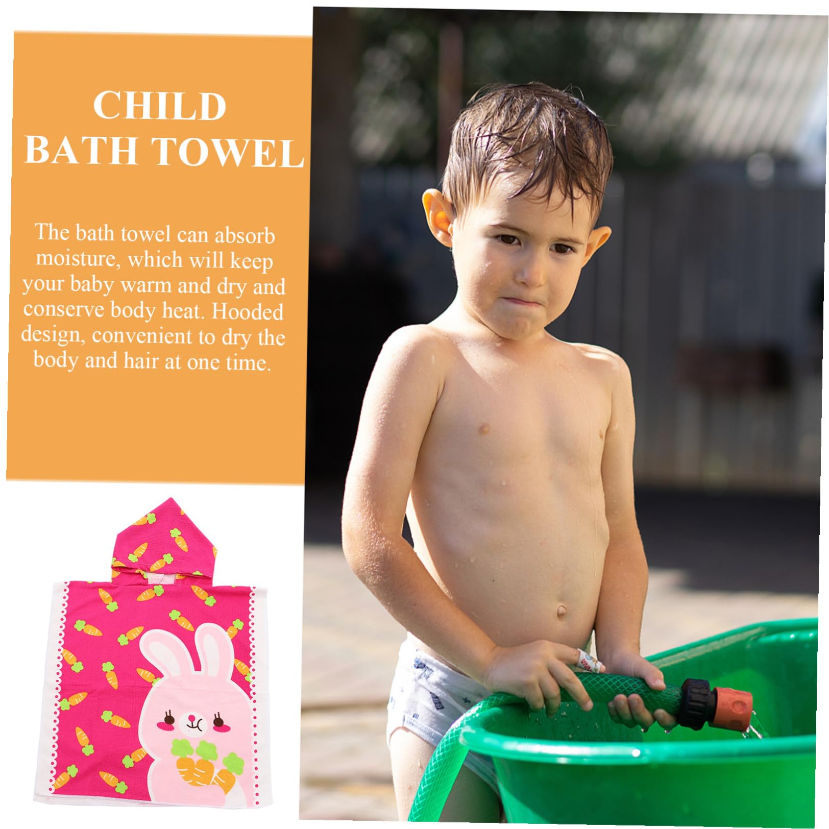 STOBAZA 2pièces Serviette De Plage à Capuche pour Garçon Fille Cape De Bain Colorée pour Piscine Détente Et Baignade Motif Cartoon Lapin