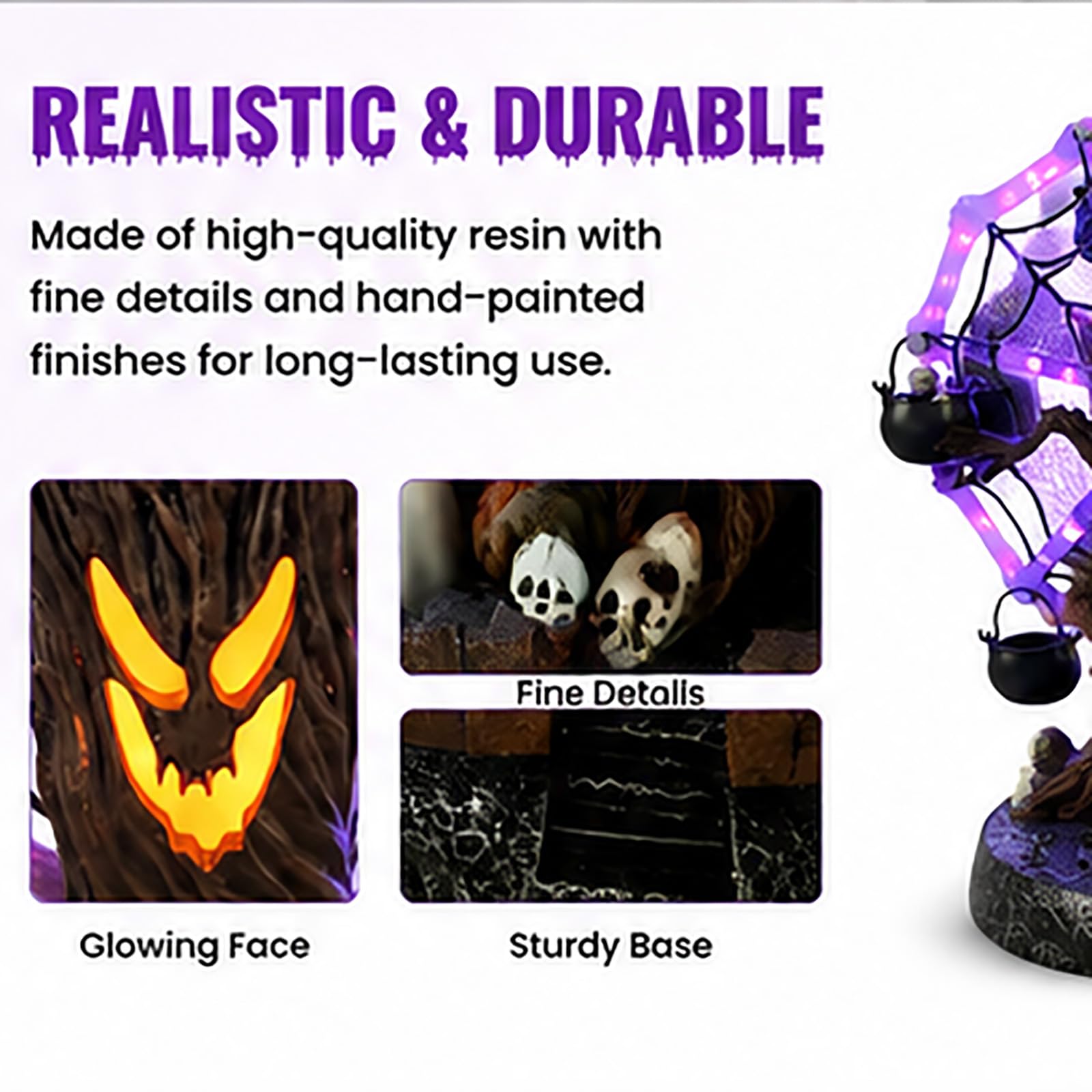 Genérico Decoración de Mesa giratoria de Halloween: Noria con árbol fantasmagórico, Figura con luz LED de Esqueleto y telaraña, árbol Fantasma Luminoso con Efectos de Sonido; luz Nocturna (2pcs)