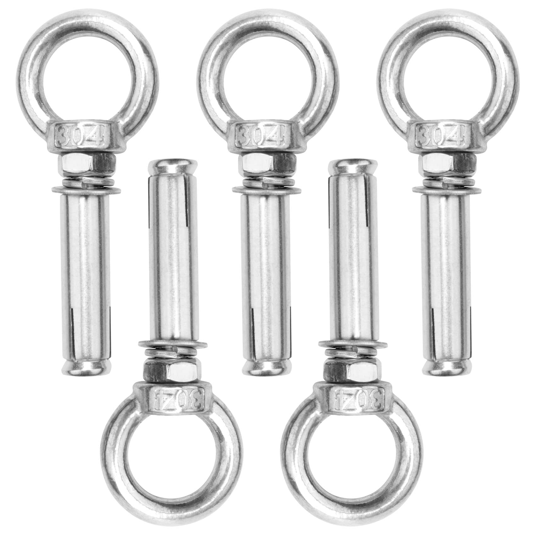 Littimoon 5Pcs M8 x 60mm Expansion Bolt Anchor Bolt 304 Stainless Steel Ring Lifting Anchor Eye Bolt Expansion Eyebolt
