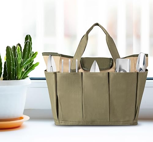 Miniatura 2 de iSamLam Bolsa de tela Oxford para herramientas de jardín con asa de bolsillo, bolsa de almacenamiento reutilizable para herramientas de jardín