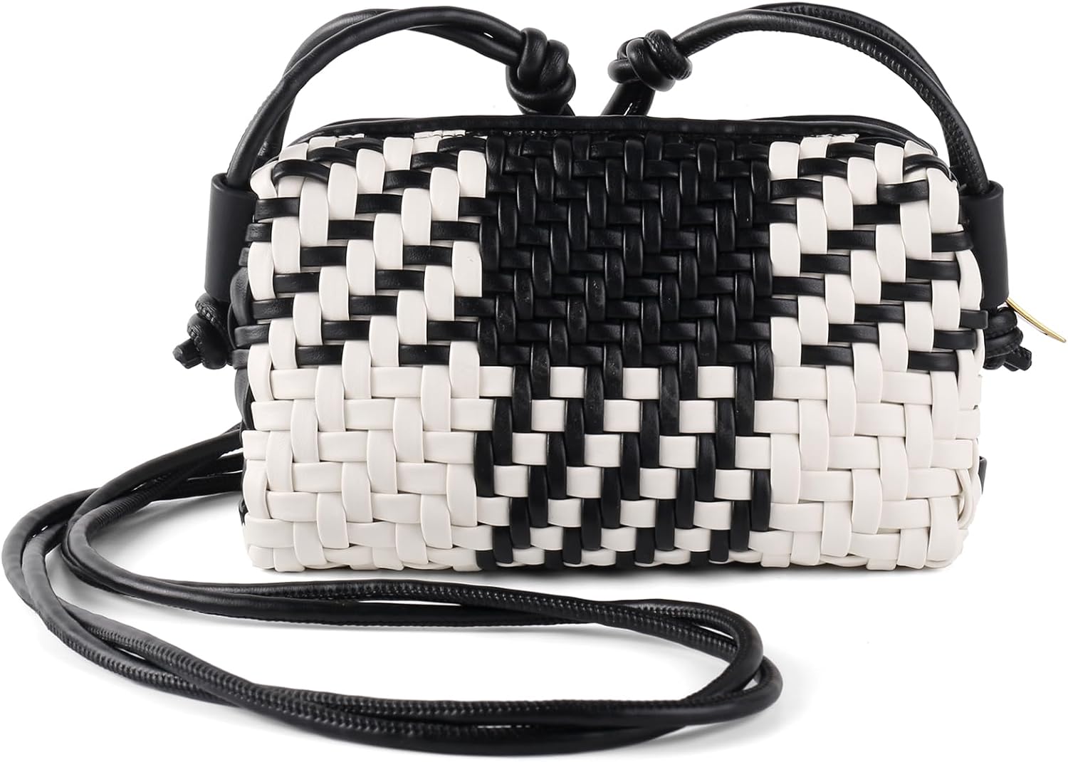 Crossbody Bag for Women Trendy Woven Purse Vegan Leather Small Shoulder Handbags with Strap