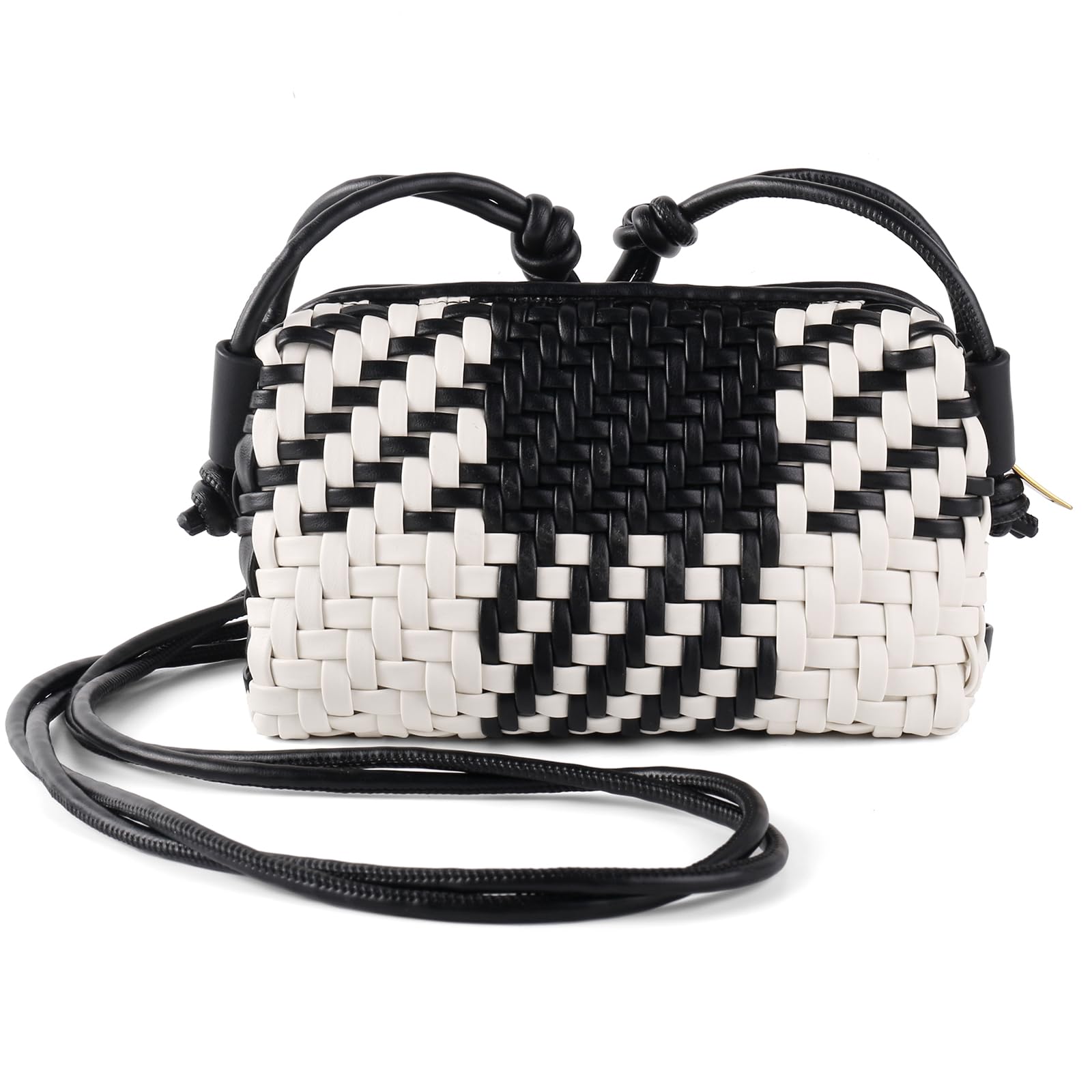 Dabdays Crossbody Bag for Women Trendy Woven Purse Vegan Leather Small Shoulder Handbags with Strap