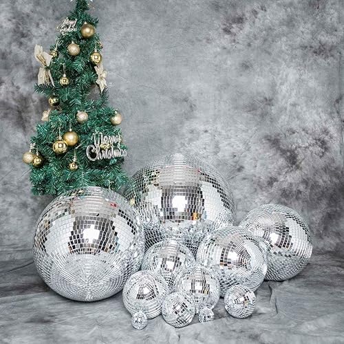 Miniatura 2 de Bola grande de espejo de discoteca colgante de cristal plateado de 20 pulgadas para boda, cumpleaños, decoración del hogar, adornos de Navidad