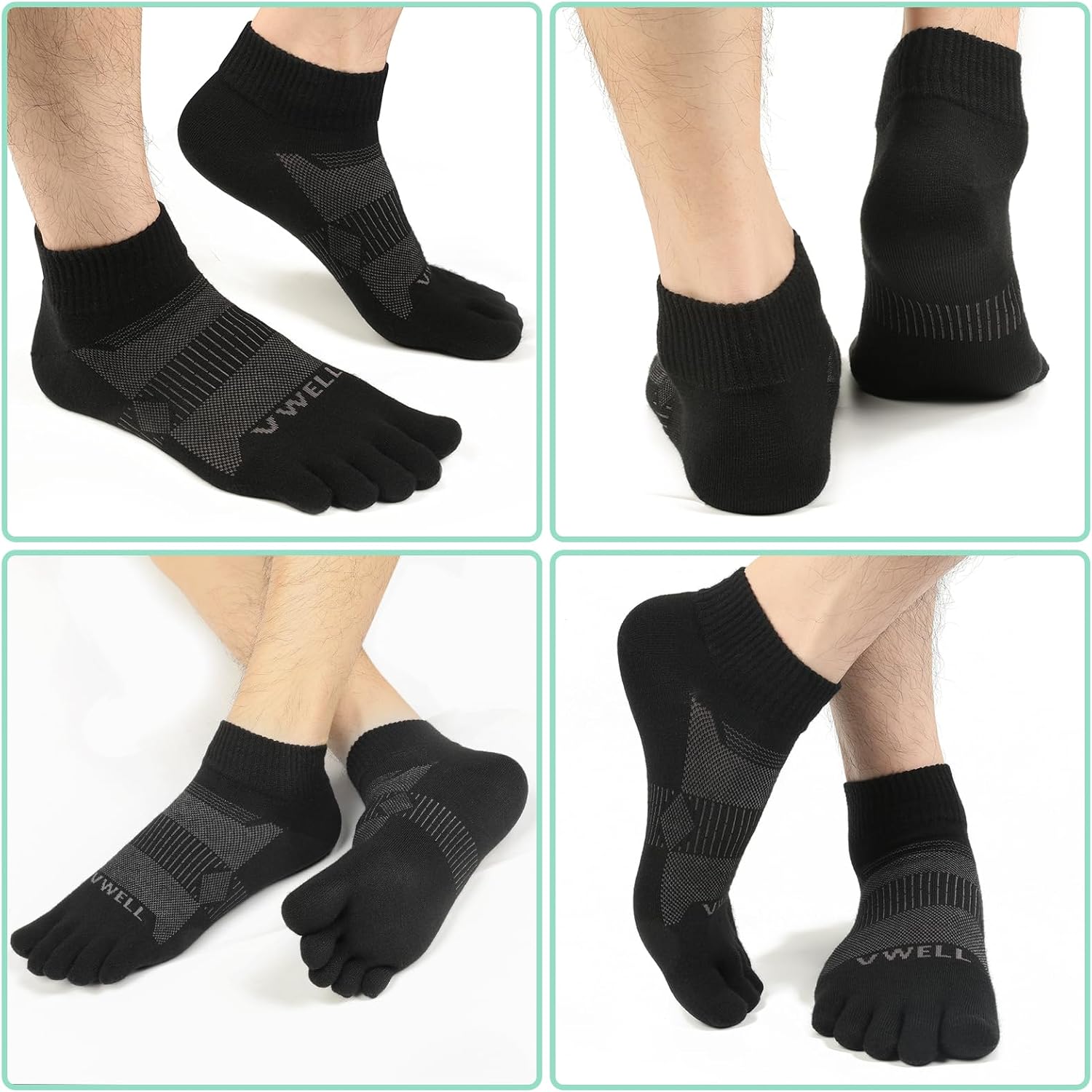 VWELL Merino Wool Toe Socks for Men and Women, Moisture Wicking Ankle Five Finger socks Athletic Running (3Pairs) - Image 5