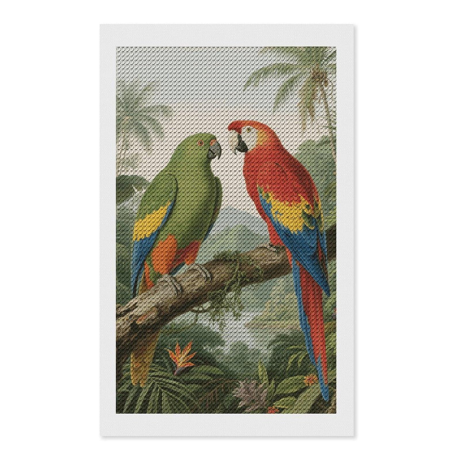 FodPand Parrot 5D Diamond Painting Kits for Adults Beginners Full Drill Round Diamond Dots Pictures Gem Art Supplies for Home Wall Room Decoration DIY Craft Set Gift 12x20