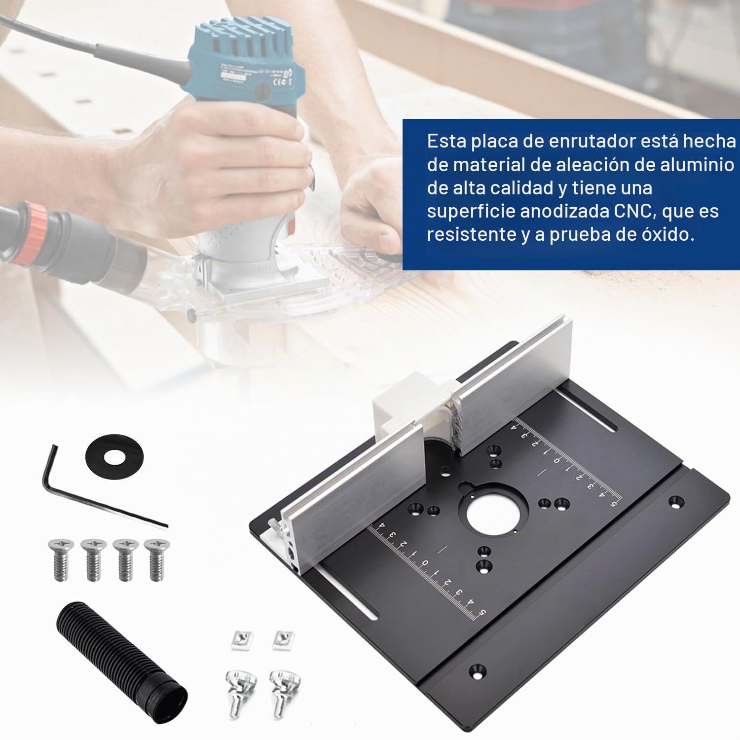 Placas de Inserción de Mesa Fresadora para Madera de Aluminio, Placas de Inserción de Sierra de Mesa Con Respaldo de Regla Angular, Mesa para Fresadora para Fresar y Ranurar