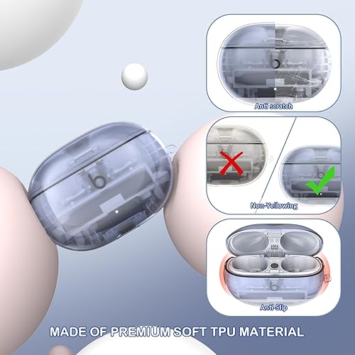 Miniatura 3 de MHYALUDO Beats Studio Buds + (2023)  Beats Studio Buds 2021 Funda protectora transparente de TPU suave transparente de grado militar a prueba de