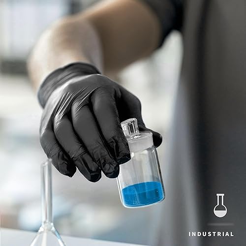 Miniatura 4 de Guantes desechables de nitrilo, 4.5 mil, color negro, sin polvo, sin látex, aptos para alimentos, para examinación, tatuajes, preparación de