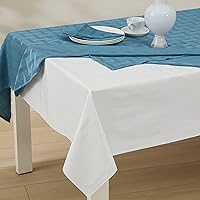 Home Bargains Plus Quilted Vinyl Table Pad Protector 52x70 Inch White Rectangle, Cut-to-Fit, Heat Spill Resistant Flannel Back