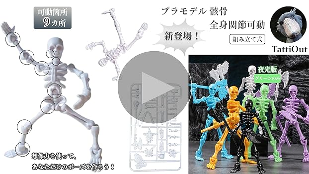 骸骨デザイン アートトイ Amazon | TattiOut プラモデル 骸骨 2セット 13cm 関節可動 組み立て式