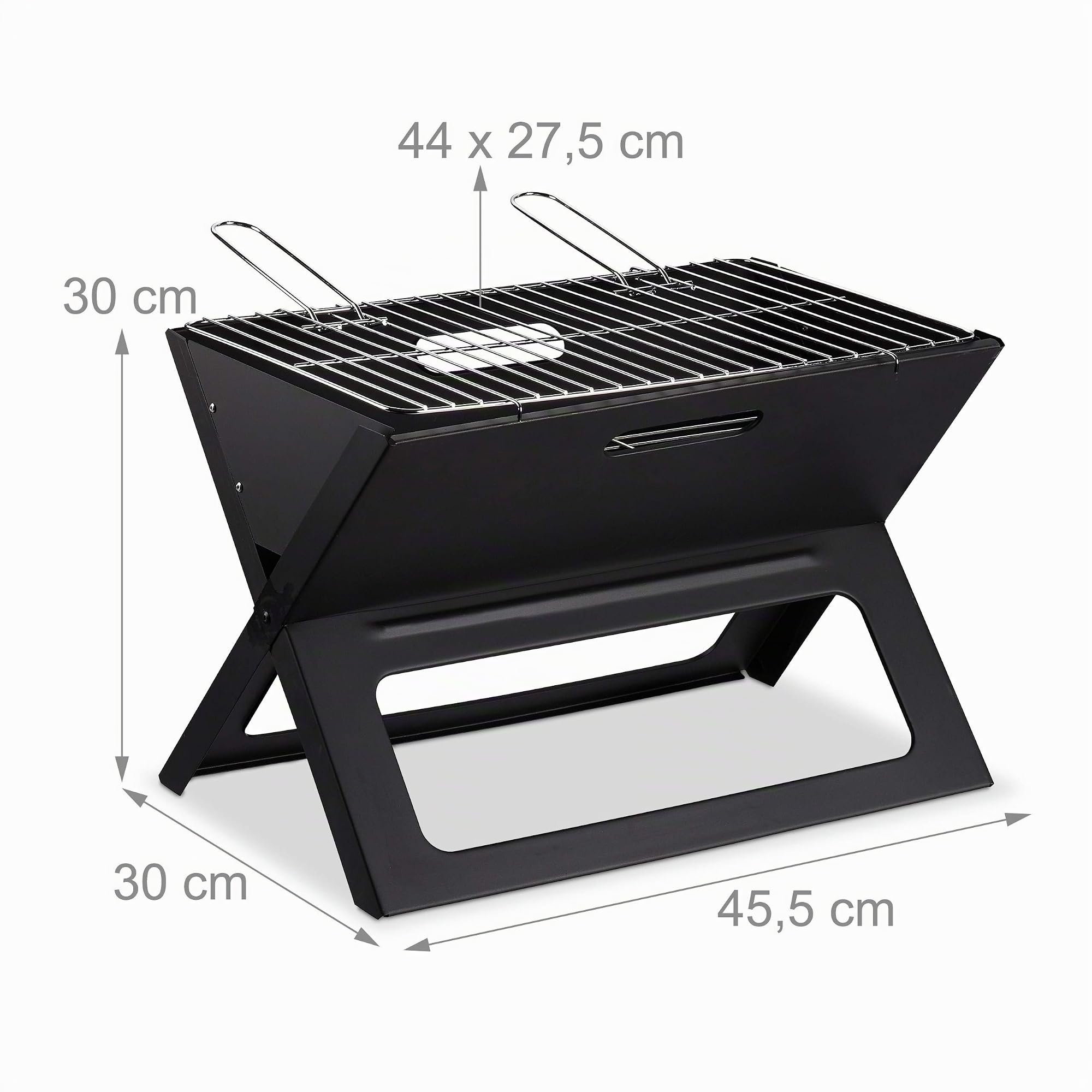 Relaxdays Barbecue pliable, avec charbon et foyer, pour camping et pique nique;HlP 30x45,5x30cm. noir