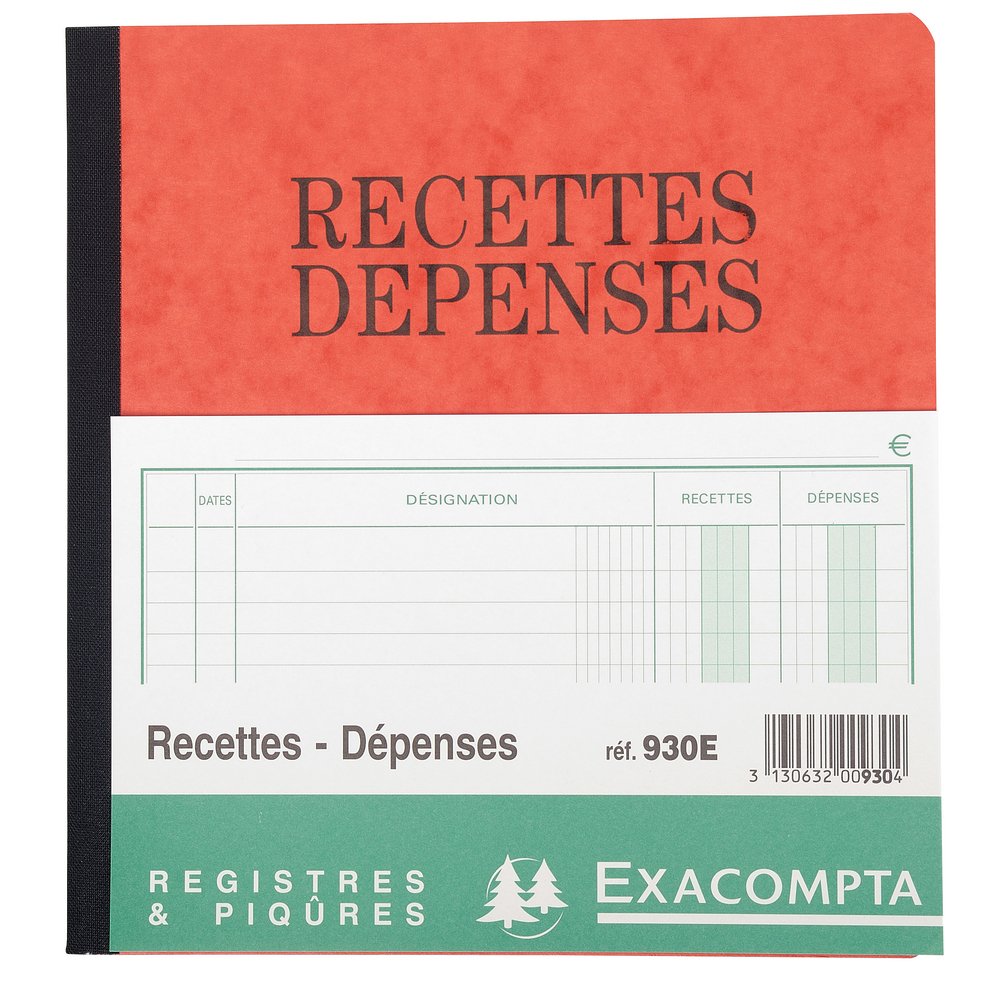 2 X Exacompta 930E Piqûre Recette Dépense 80 Pages
