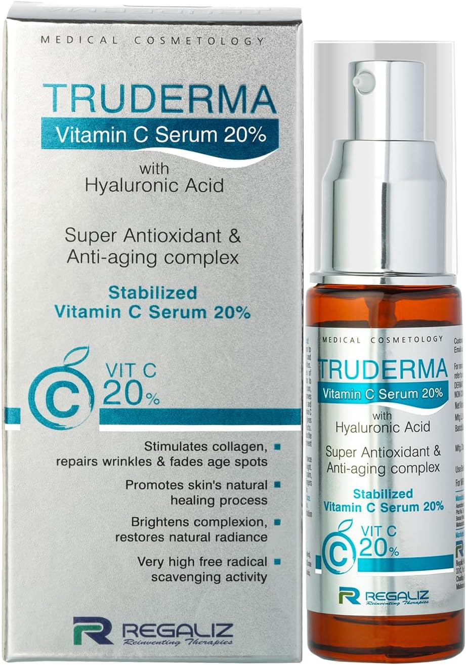 REGALIZ Truderma Vitamin C Serum 20% with Hyaluronic Acid | Anti-Aging, Brightening & Hydrating Formula | 20ml