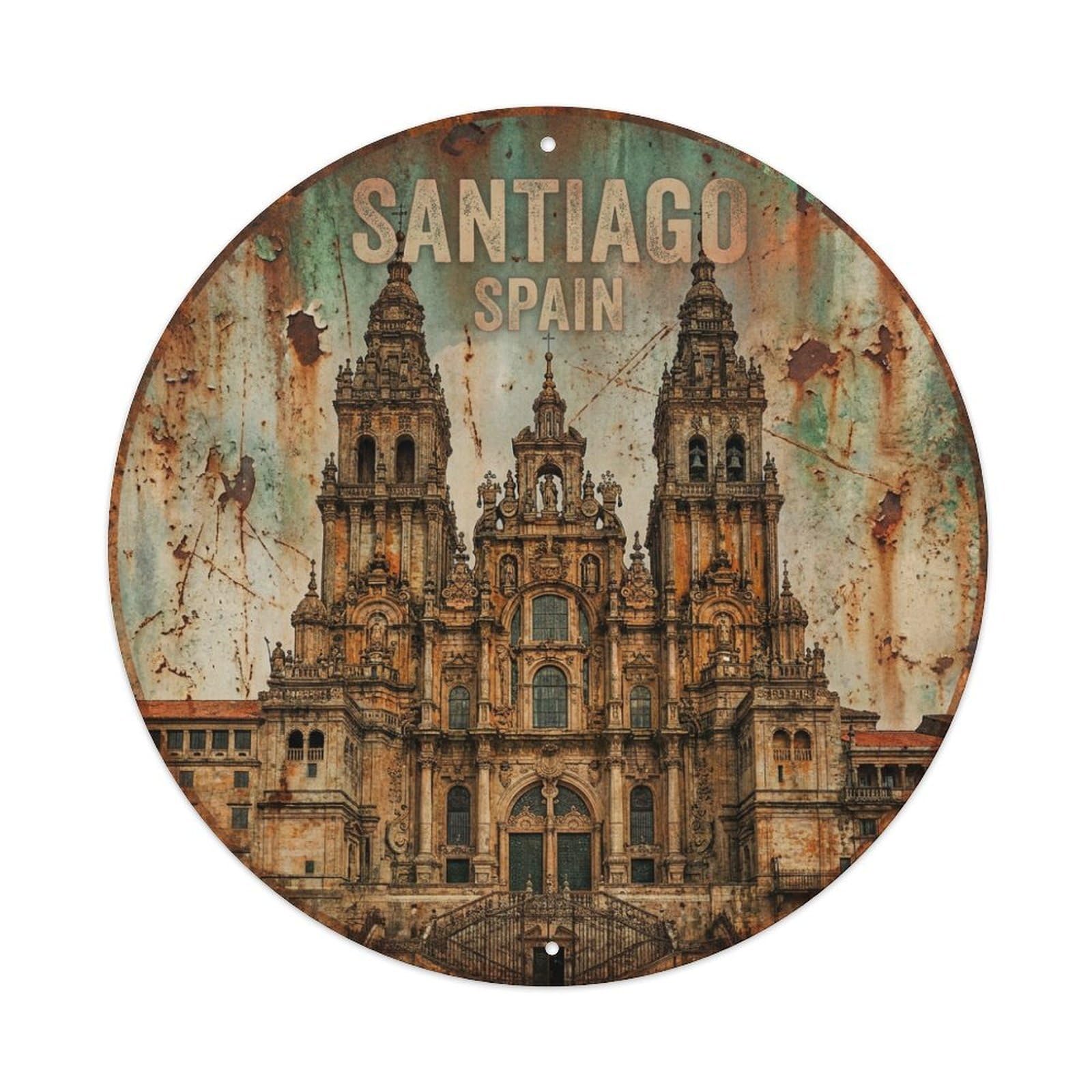 Galvaxio Style Spain Vintage Travel Santiago Metal Tin Sign