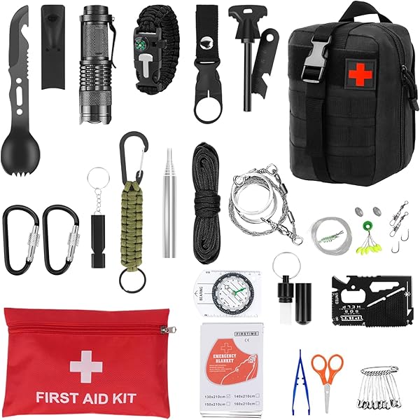 QLOUNI 30 in 1 Outdoor Notfall Survival Kit