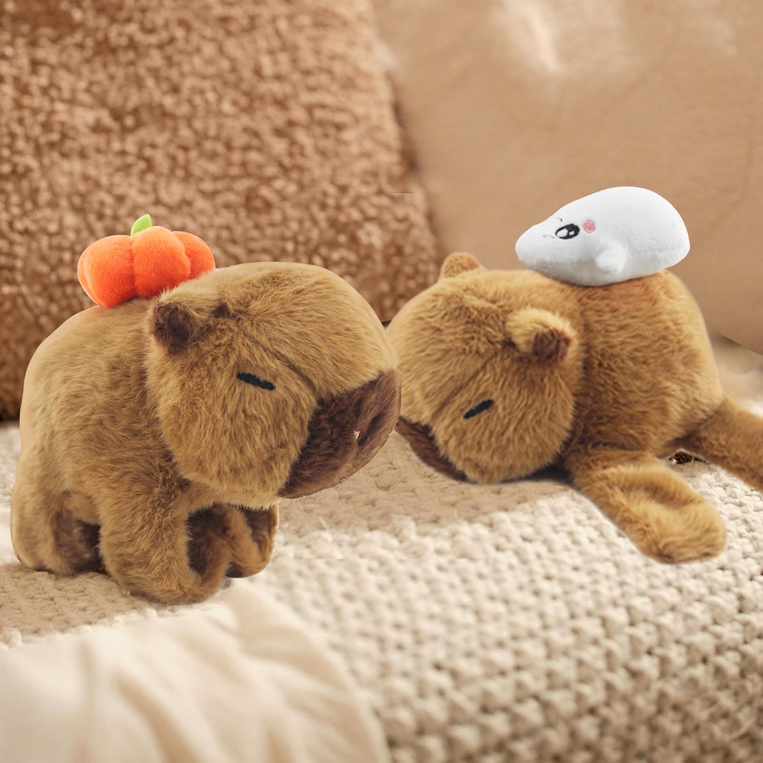 2 Pcs Animal Slap Bracelets Capybara Plush Toy, Stuffed Animal Capybara Huggers Slap Bracelets 9'' Cute Bracelet Huggers Toy Wrist for Kids Birthday Party Favor Supply Gifts