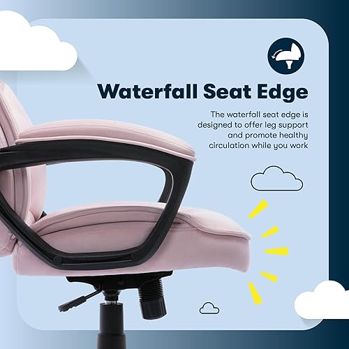 Miniatura 95 de Serta® Hannah Silla ejecutiva para oficina en casa, ergonómica de respaldo medio con soporte lumbar, cojín de asiento firme, almohadas corporales