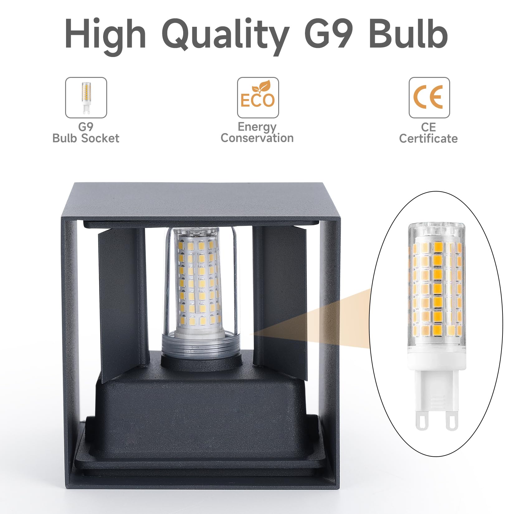 LED Wandleuchte Aussen/Innen, 4 Stücke Wandlampe Aussen mit Austauschbarer G9 Wasserdicht IP65 Außenleuchte,3000K Aluminium Außenlampe Einstellbar Abstrahlwinkel,Up Down Wandbeleuchtung Anthrazit