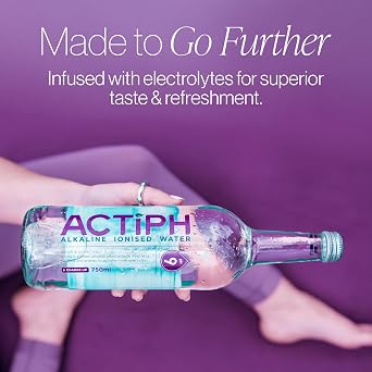 Alkaline Ionised Spring Water pH9+ (24x 330ml) Purified with Electrolytes Clean and Smooth Taste ACTIPH Water Glass Collection