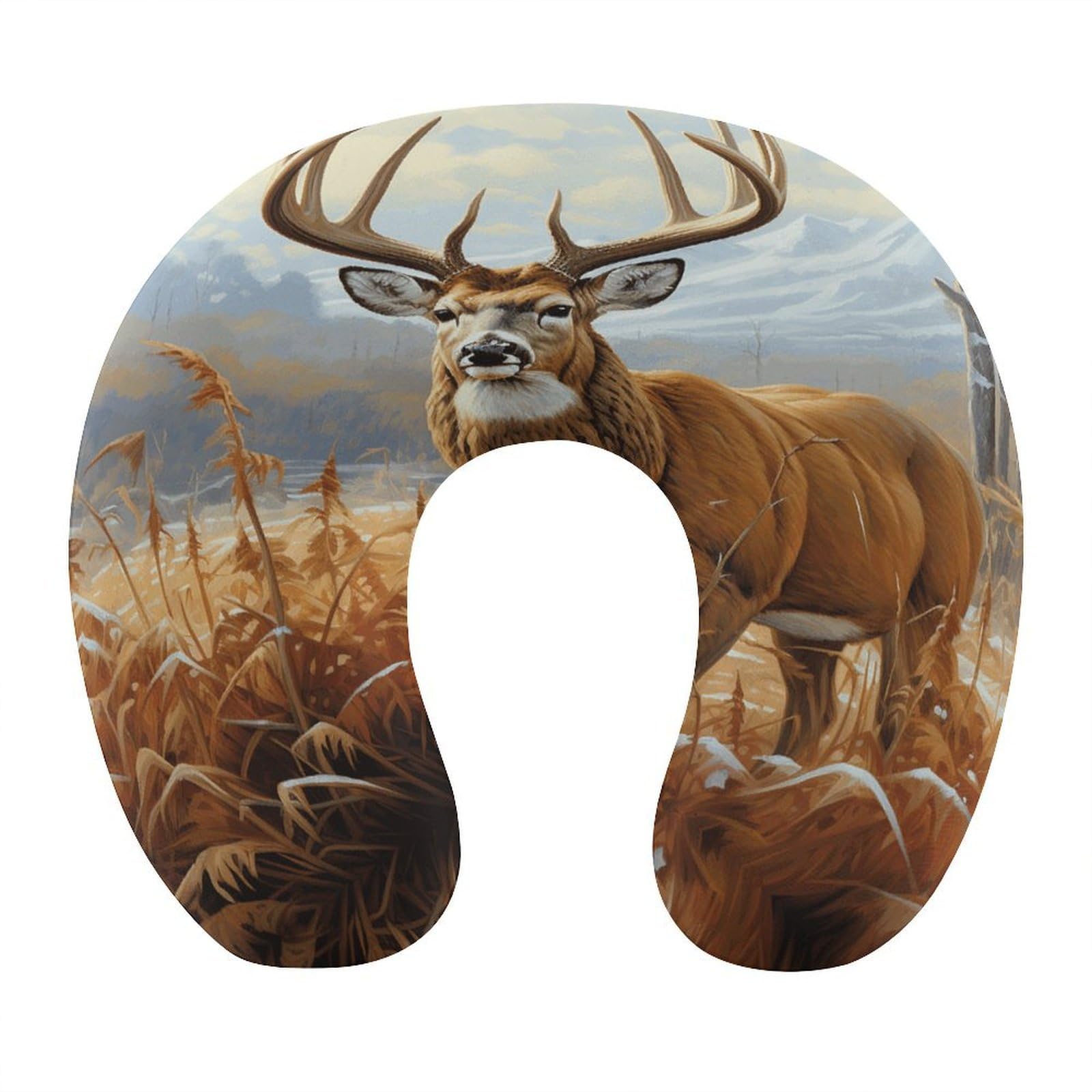 VstaDank Buck Deer Neck Pillow Soft Comfortable Travel U Shaped Pillows Portable Pillows for Shoulder Memory Foam Head Support Pillow for Airplane Car Home Office