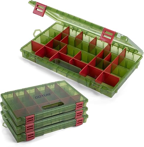 Miniatura 19 de Goture Organizador de caja de aparejos de pesca, caja organizadora de pesca transparente con regla de medición, divisores ajustables, pestillos C -