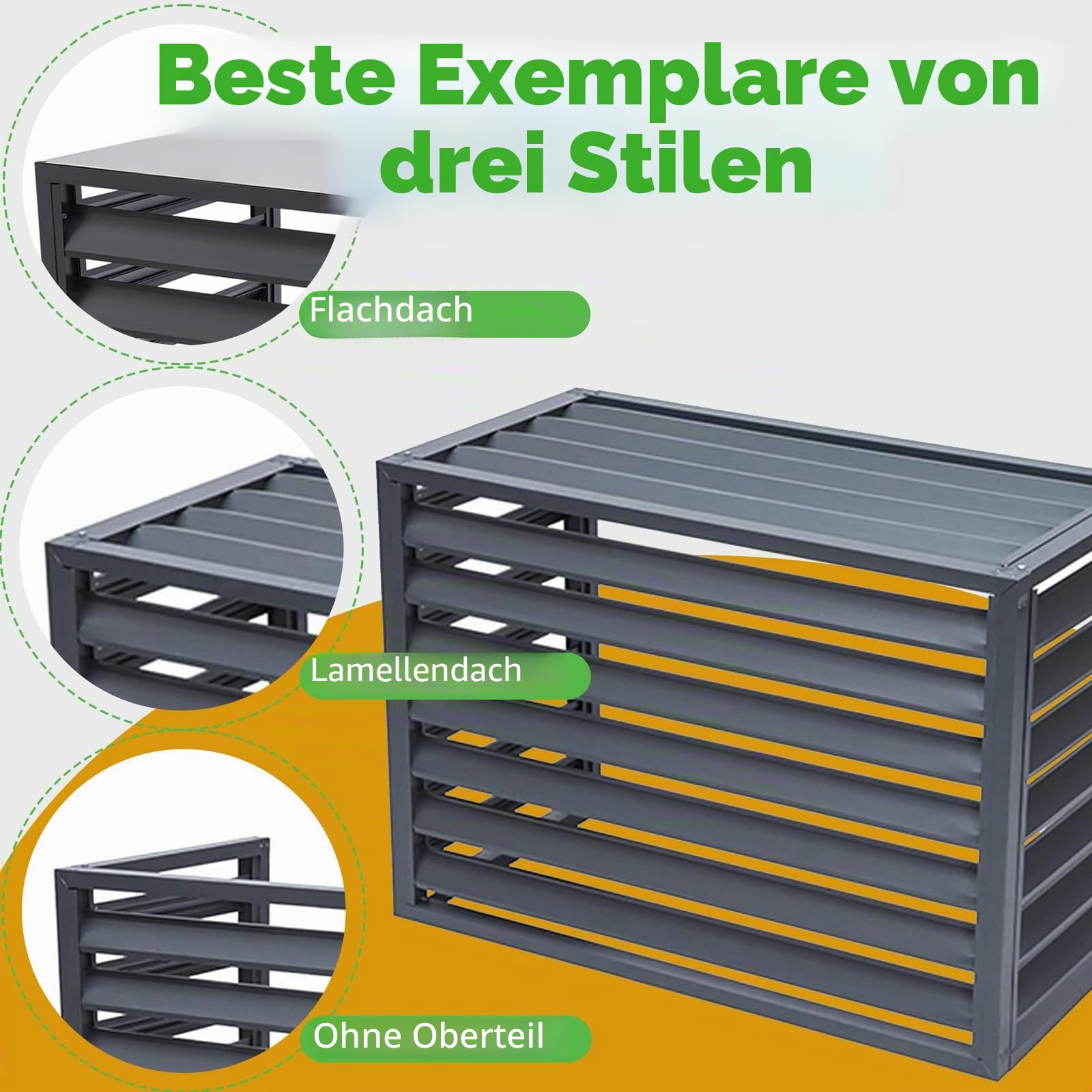 Zewnętrzna aluminiowa osłona klimatyzatora odporna na warunki atmosferyczne osłona prywatności płaska konstrukcja szara L 100 x szer. 50 x wys. 70 AC Protector & Outdoor Solut