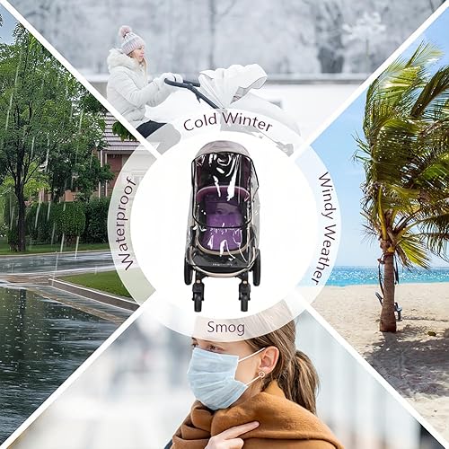 Miniatura 5 de Funda de lluvia para cochecito, 1 unidad, universal, transparente, transpirable, impermeable, resistente al viento, a prueba de polvo, accesorio