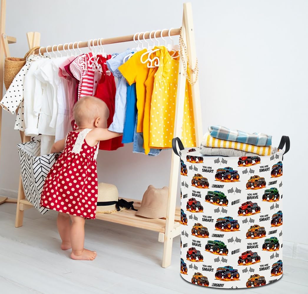 19.7" Laundry Basket,Dirty Clothes Hamper,Waterproof Storage Bin,Room Decor,Gift Baskets,Nursery Hamper(Flame Racing)