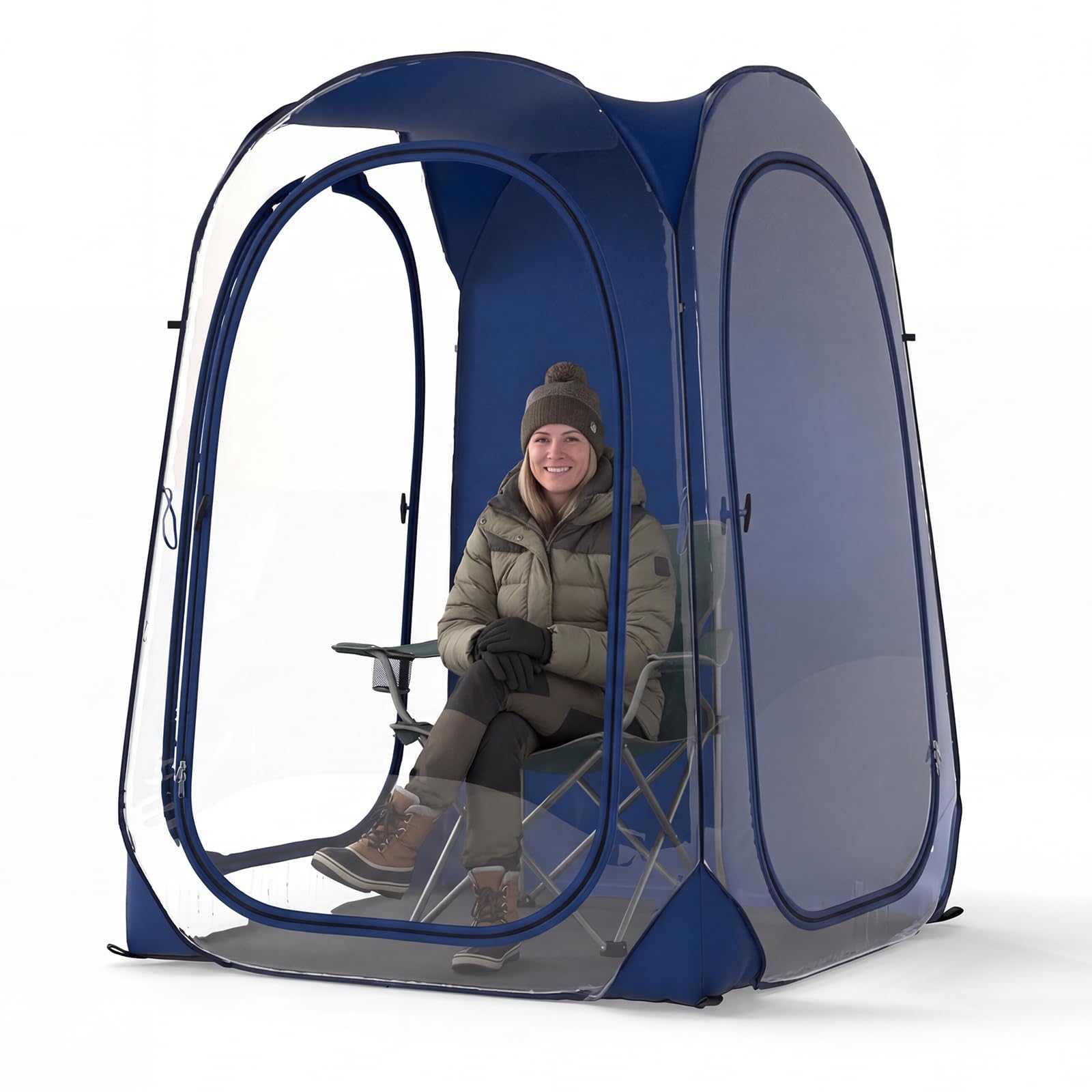 TANGZON Pop up Bubble Tent, Weatherproof Instant Sports Tent with Carrying Bag, Floor Mat, Portable Outdoor Clear Shelter for Events Fishing Camping Cheering (115 x 115 x 150 cm)