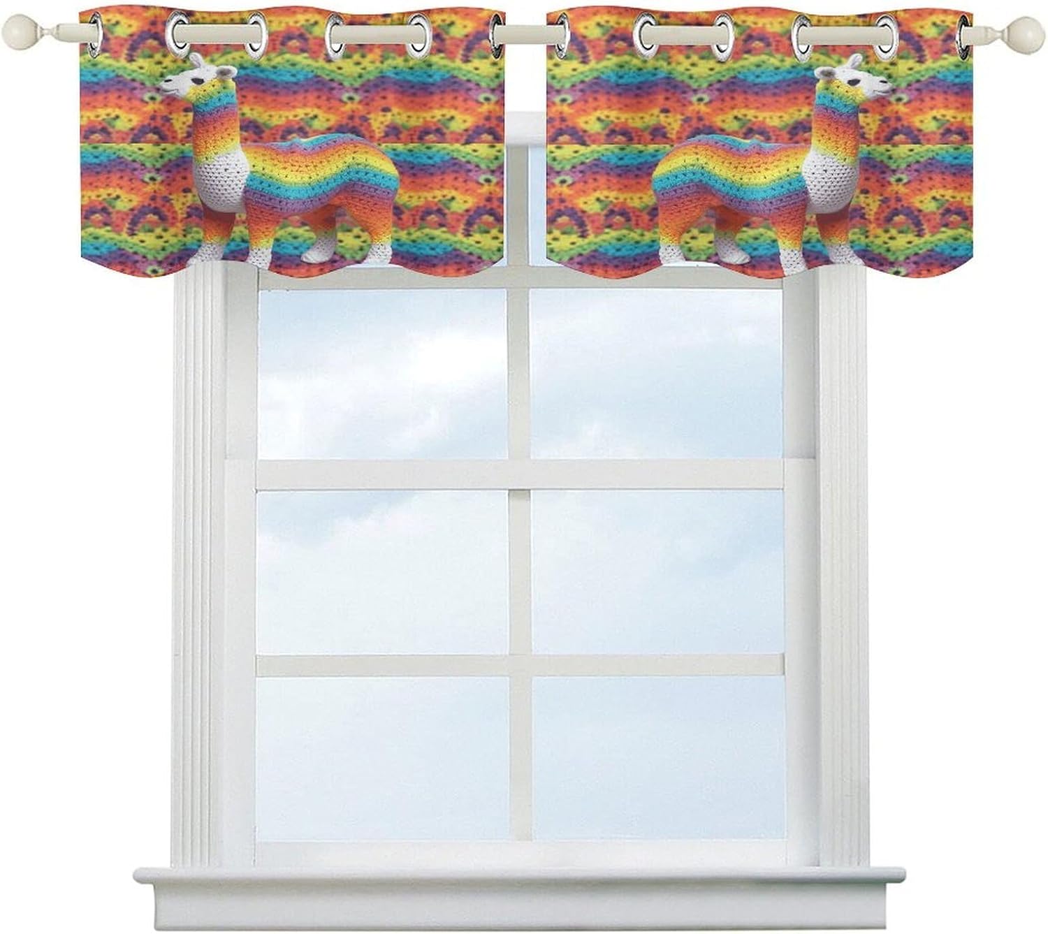 Rainbow Camel Pattern 2 Pack Valance Curtains Window Treatments. Adjustable Curtain with Rod Pocket.Cafe Curtains is Half Curtains for Privacy Decorative 52x18.1 Inch.