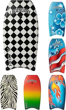Legendary Pro X Bodyboard for Beach with Hard Slick Bottom, Boogie Boards for Kids & Adults, Heat Sealed with EPS Core, Leash