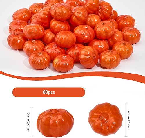 Miniatura 2 de CHGCRAFT 60 piezas de calabaza artificial de espuma de simulación de calabaza realista modelos realistas de verduras artificiales para fiestas,