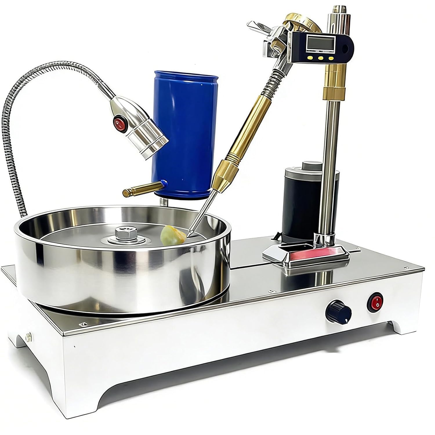 WHOOLEFUN Gemstone Grinding Faceting Machine, 50-1800rpm Jewelry Polishing Machine, with LED Light and Digital Display Manipulator, for Jade, Precious Metals