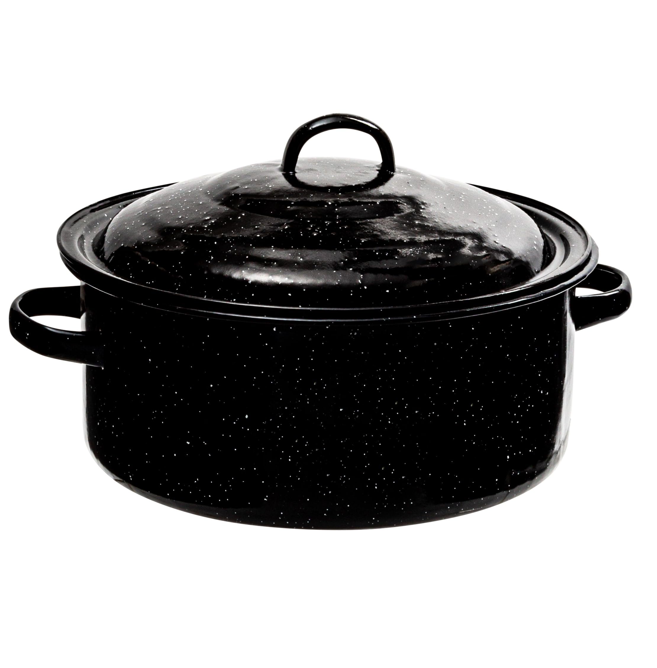 Granite 5 Qt Stockpot, Nonstick Soup Pot With Lid, Speckled Enamel Ware Cookware, Large Stock Pot For Boiling and Cooking, Big Granite Cooking Pot for Stovetop, Campfire, Outdoor Stove
