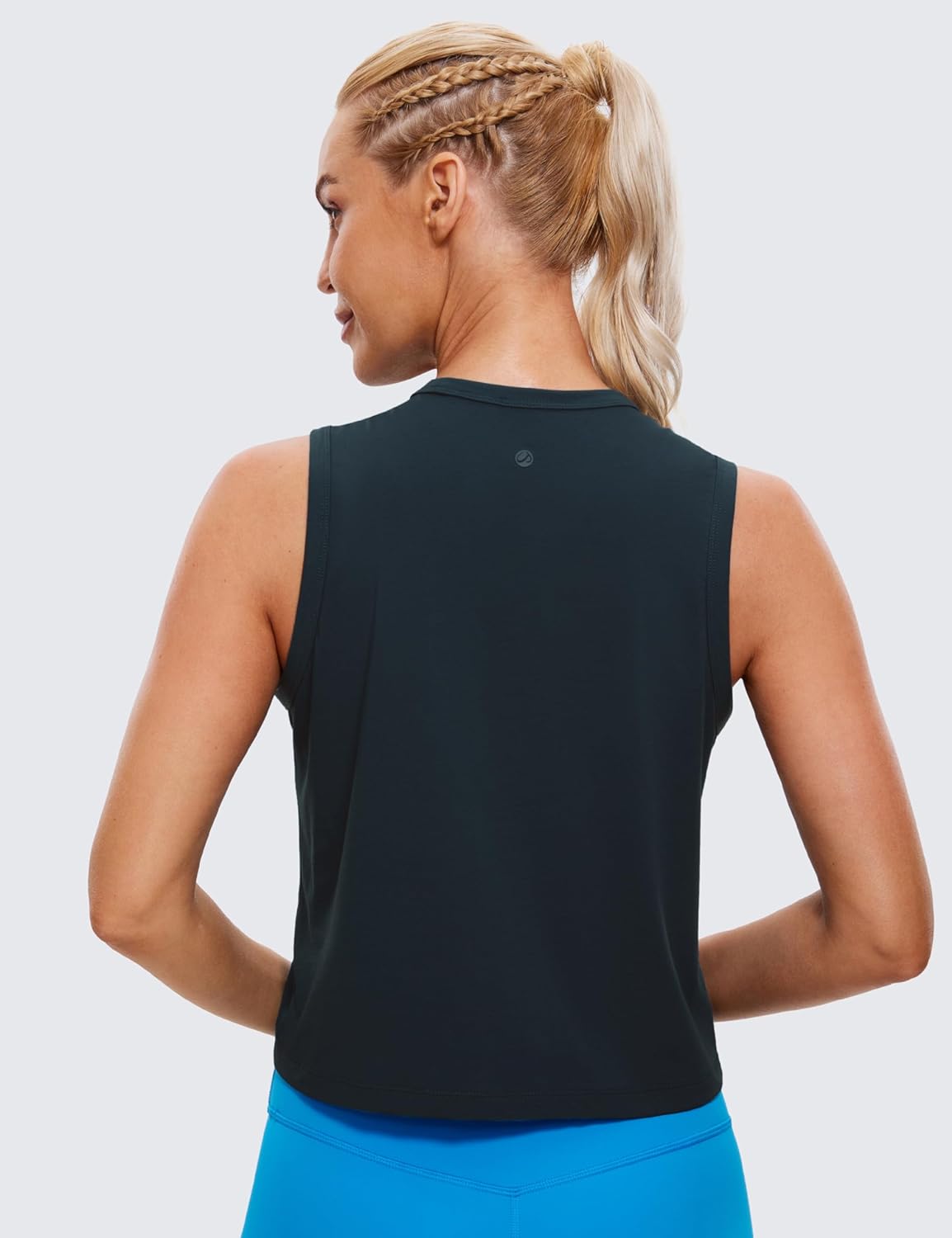 CRZ YOGA Pima Cotton High Neck Cropped Tank Tops for Women Soft Crop Workout Athletic Yoga Basic Sleeveless Shirts - Image 2