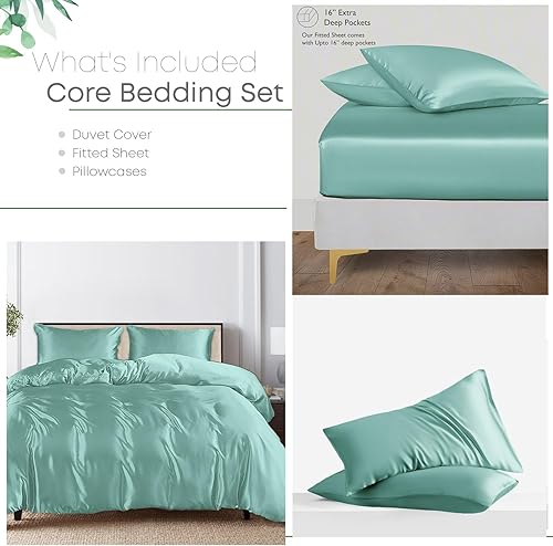 Miniatura 2 de Linenwalas Tencel Lyocell - Juego de funda de edredón con sábana bajera de bolsillo profundo, viscosa hecha de eucalipto, suave, ligero y