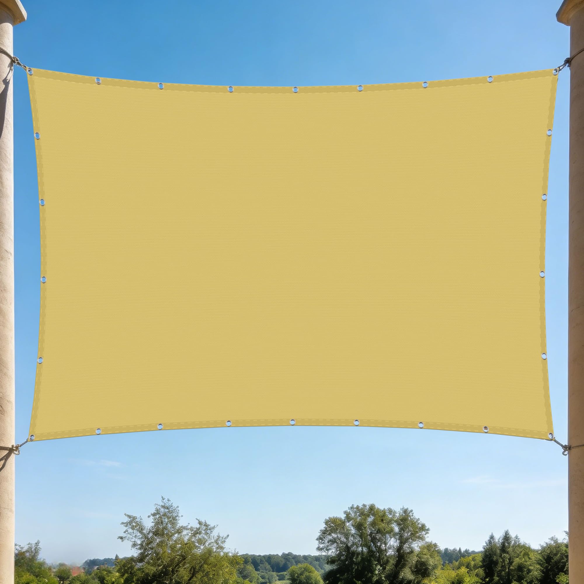 Voile solaire jaune sable avec oeillets haute résistance pour extérieur