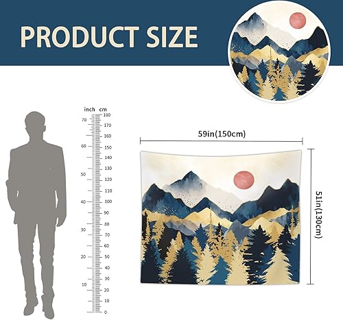 Miniatura 4 de Mocsicka Tapiz de montaña al atardecer, árbol, puesta de sol, paisaje natural, bosque, decoración de habitación, tapices para colgar en la pared