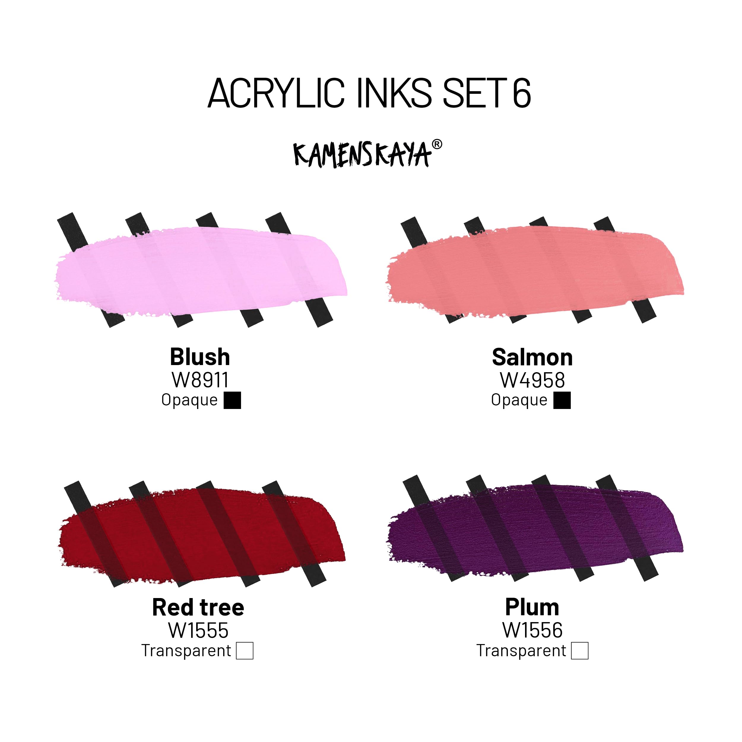 Kamenskaya Acrylic Inks for Artists - Acrylic Ink Set, Color Combination #6-4 pcs. 1 Fl Oz (30 ml) Each, 30 ml (Pack of 4) - Image 2