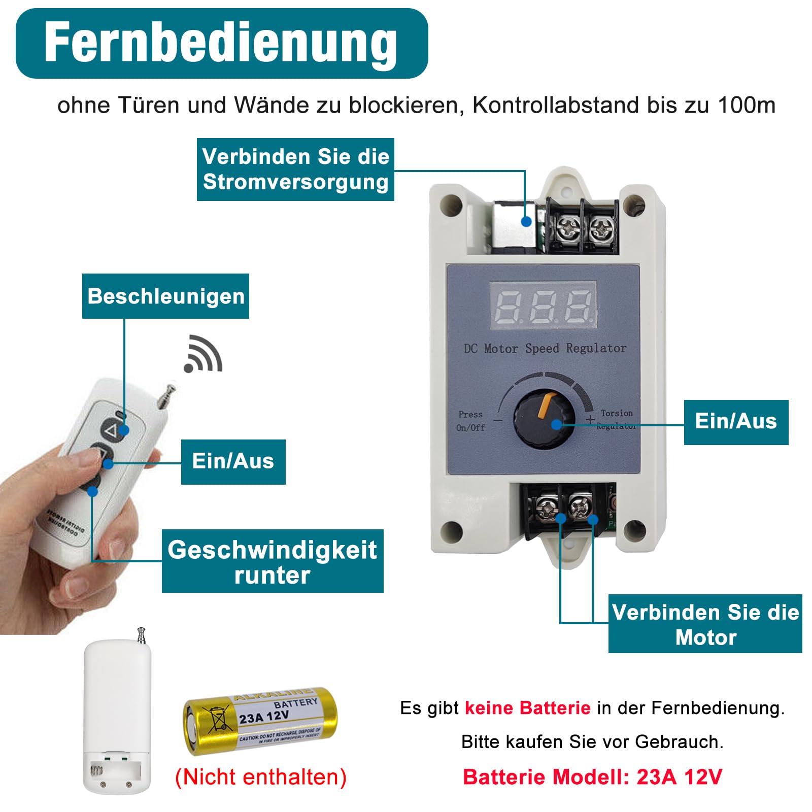 DIY hubkolbenmotor Linearantrieb DC 24V 120RPM Hub 30mm-150mm einstellbarer Teleskopmotor mit Geschwindigkeitsregler, Saugnapf und Fernbedienung