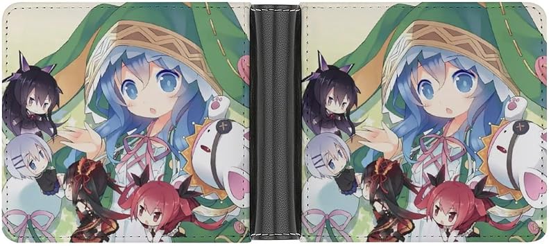 Mens Bifold Wallet, Large Capacity, Date A Live, Shiitono, Tobiichi Origami Wallet, Womens, Thin, Light and Compact, Safe, Coin Purse, Business Card Holder, 8 Card Storage, Hidden Pocket,