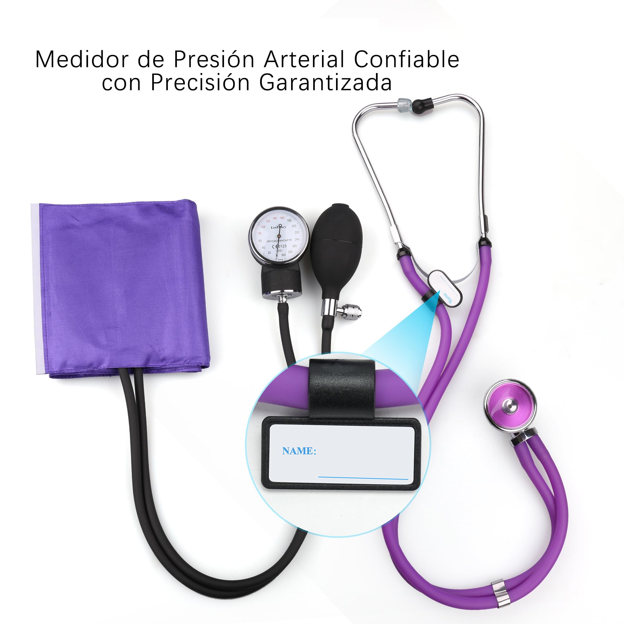 LotFancy Tensiómetro Manual con Estetoscopio, Manguito de Presión Arterial Manual para Servicios de Urgencias, Médicos y Consultorios Médicos (aprox. 25 cm - 40 cm)