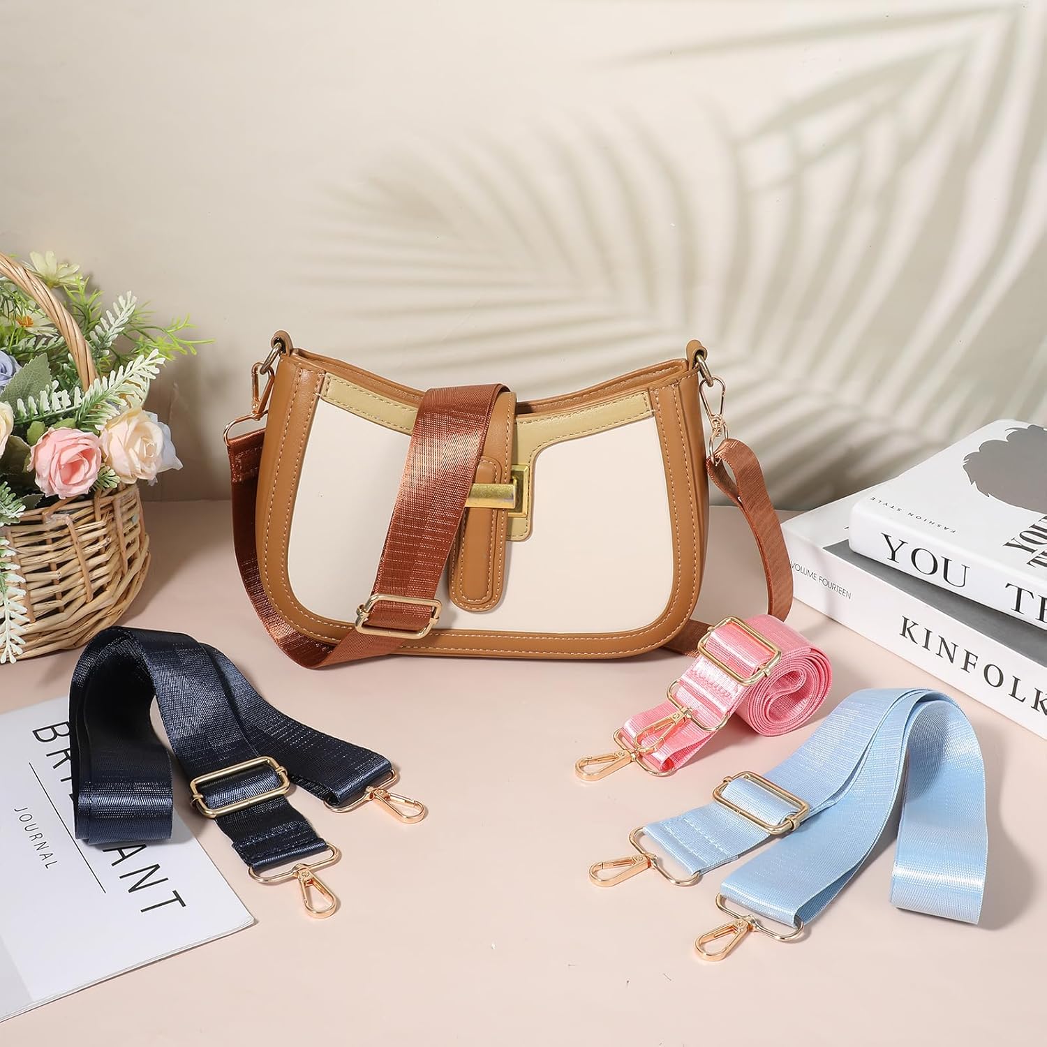 10 Pack Wide Purse Strap Replacement – Adjustable Crossbody & Shoulder Bag Straps in 10 Colors – Universal Clip-On Nylon Strap Set