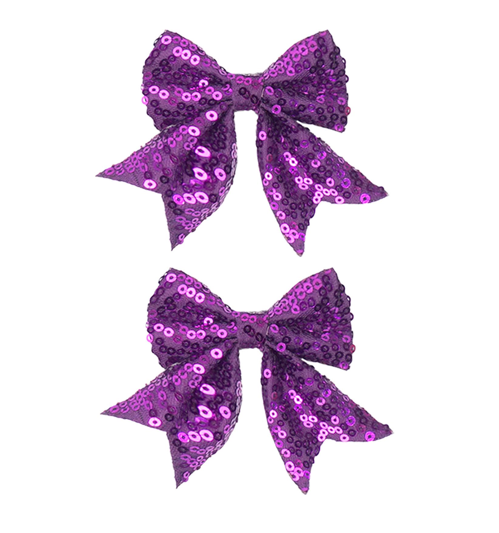 Koolgil 3-inch Sequined Bow Hair Clips For Baby Girls, Toddler, Kids and Young Women Birthday Party Wedding Christmas Occasions Pet Accessories Set of