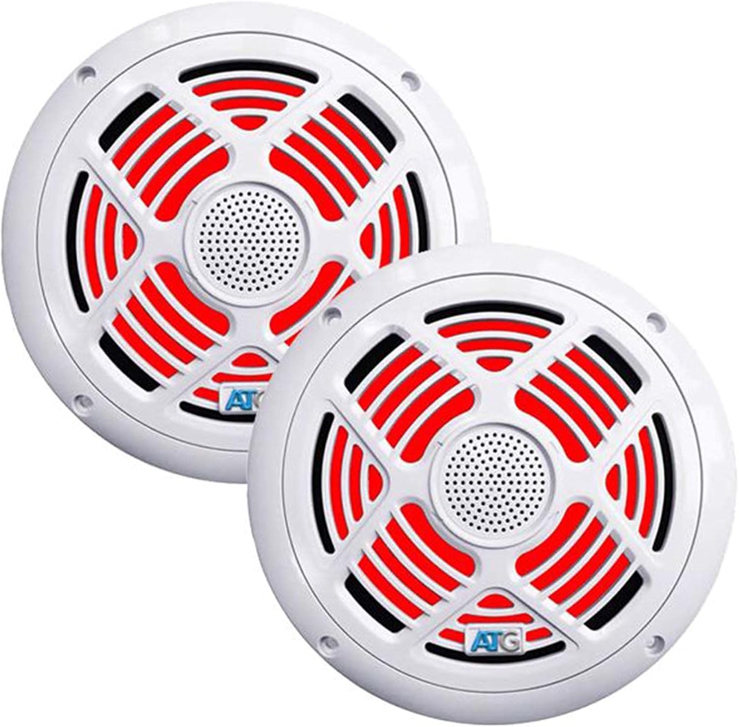 ATG 1000 Watt RMS Full Range Compact Marine 4 Channel Amplifier with (2) Pair 8" RGB White Marine Speakers