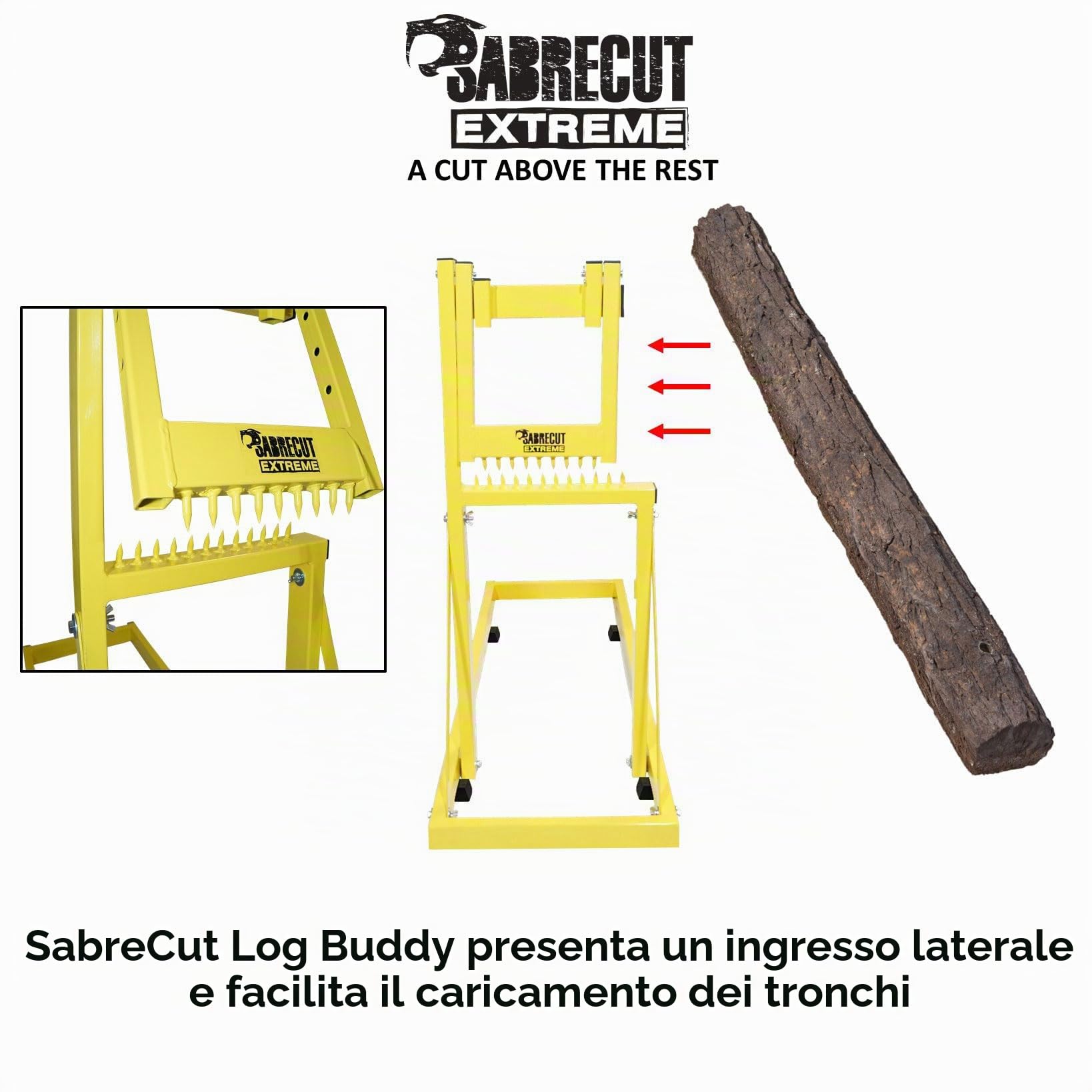 SabreCut 1pc SCLB01 Lame sega a gattuccio Robusto | Durevole powder-coated steel bench supports logs up to 150kg, con regolabile 50-250mm jaws per sicuro taglio